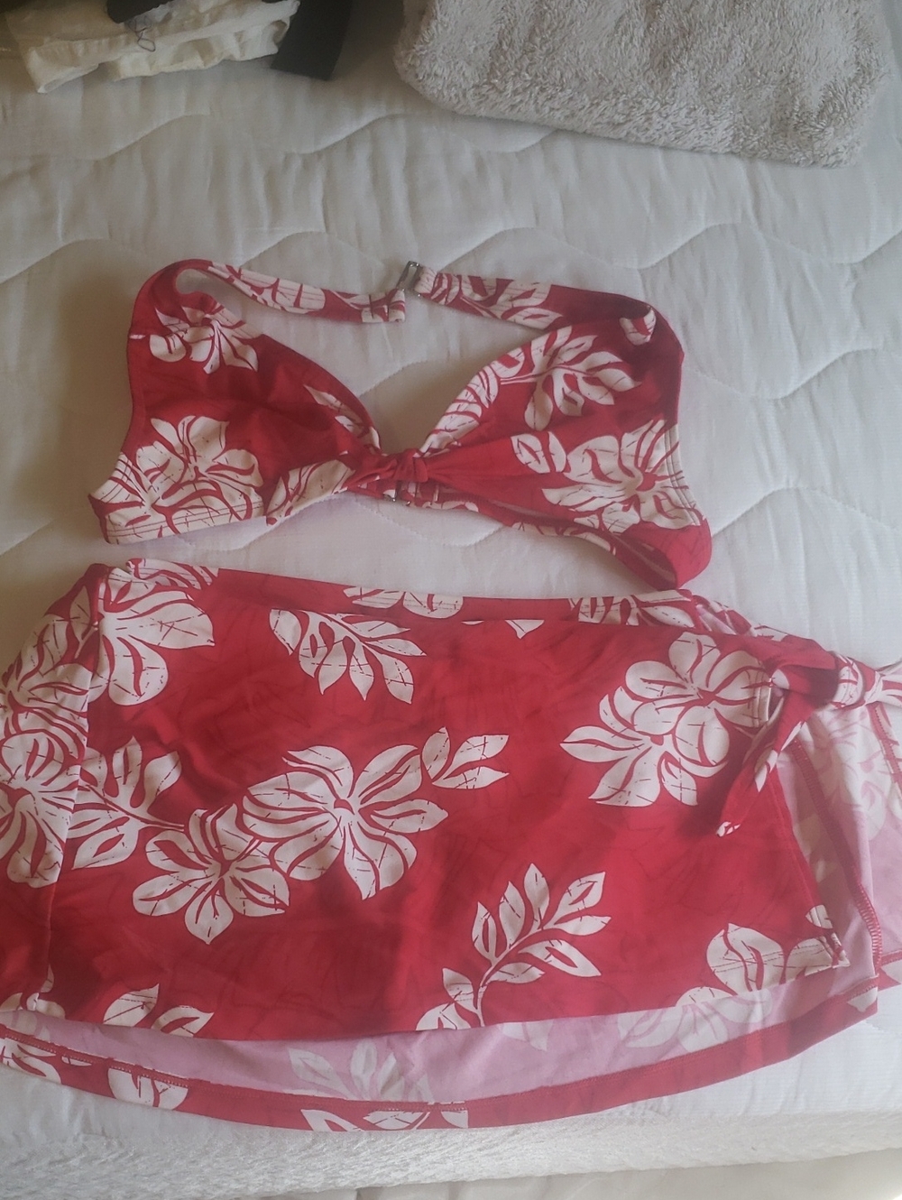 Jag  Red Floral Bikini  with Matching Sarong